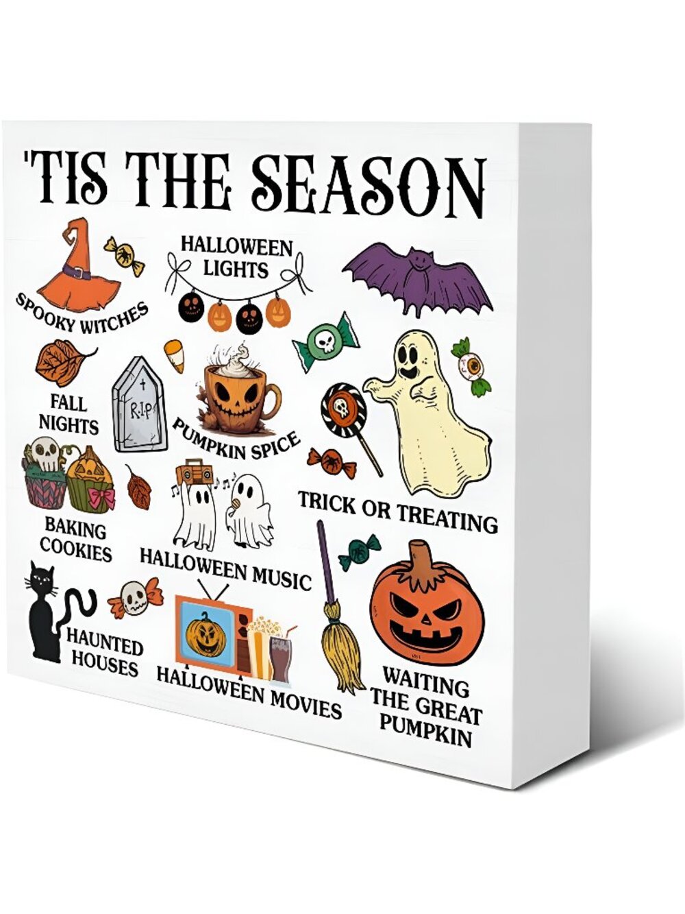 Halloween Sign Tis the Season Halloween Wooden Sign Witchy Spooky Decorations